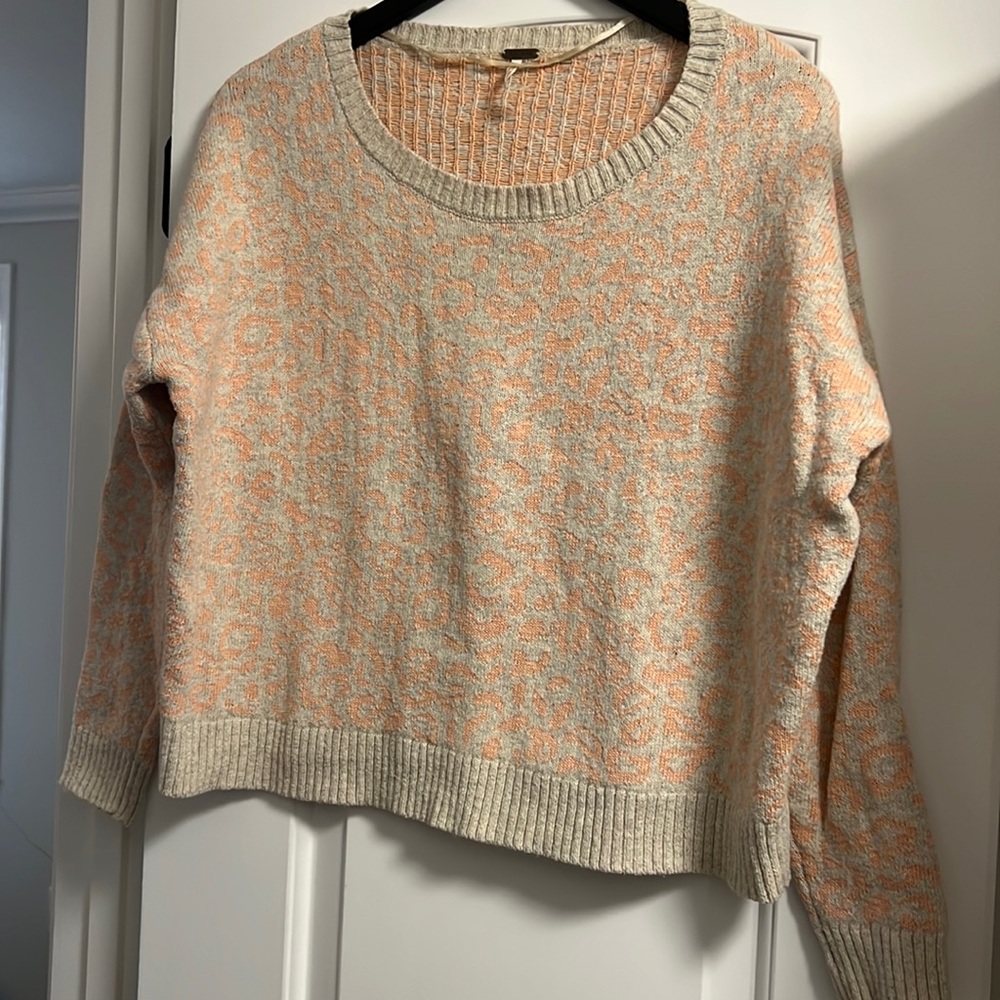 Free People pink leopard sweater